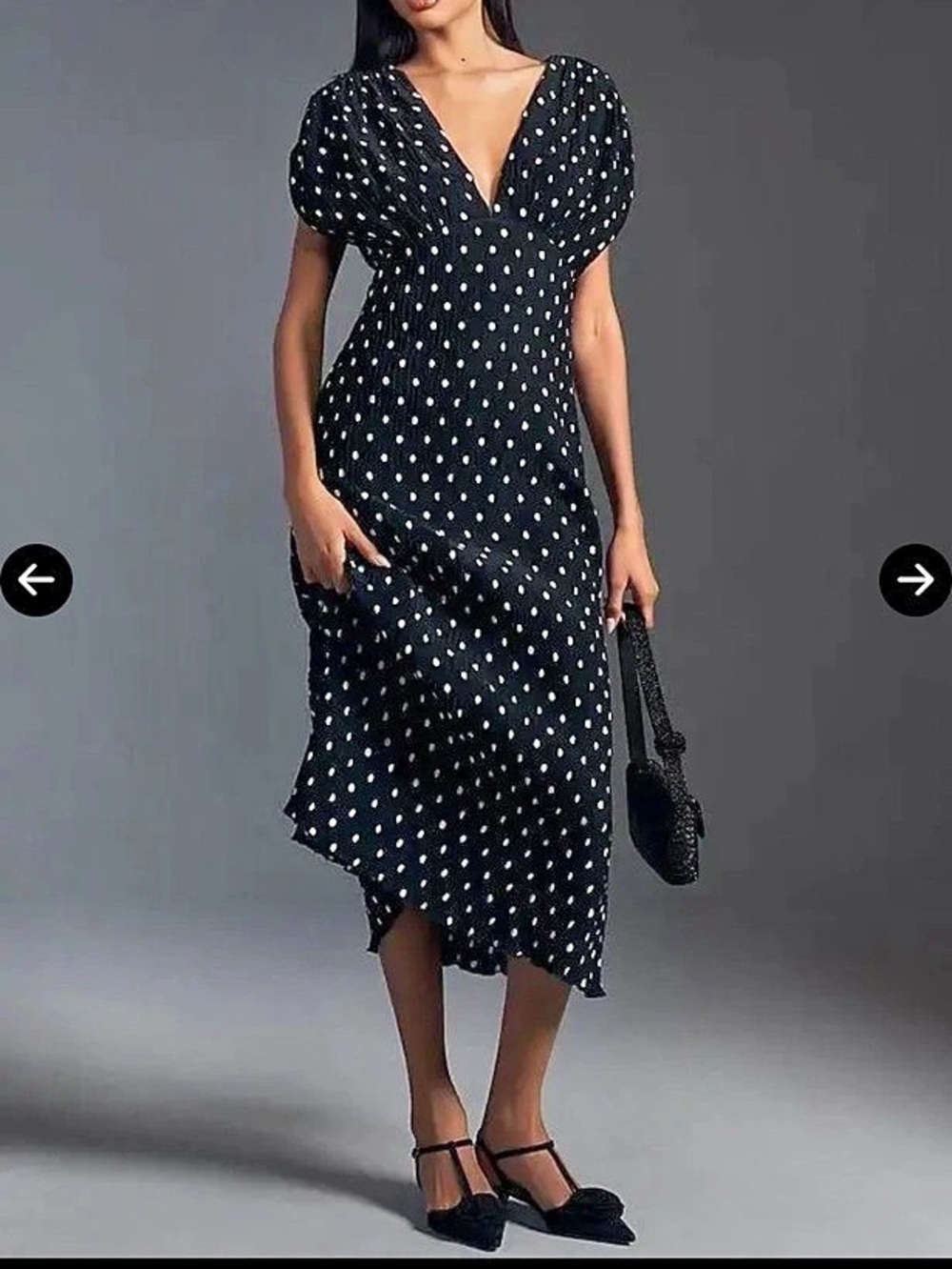 En Saison Polka Dot Midi Dress in Black & White Size Small Like New